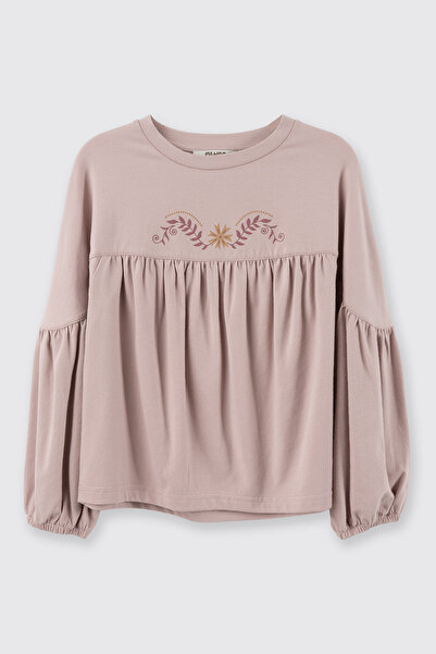 Panço Kız Çocuk Uzun Kollu Pudra Tişört