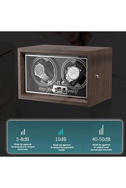 AB Luxury Concept Automatic watch winder, 2 compartments, LED lights, 5 modes, 4 rotation programs, wood finish