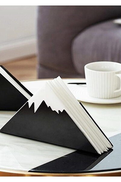 VENON Чорний Uludağ Серветниця Металева настільна серветниця Серветниця з гірським малюнком