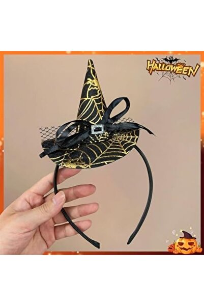 TOYFEST Αξεσουάρ αποκριάτικου πάρτι με καπέλο μάγισσας και κορώνα από τούλι σε κίτρινο χρυσό χρώμα