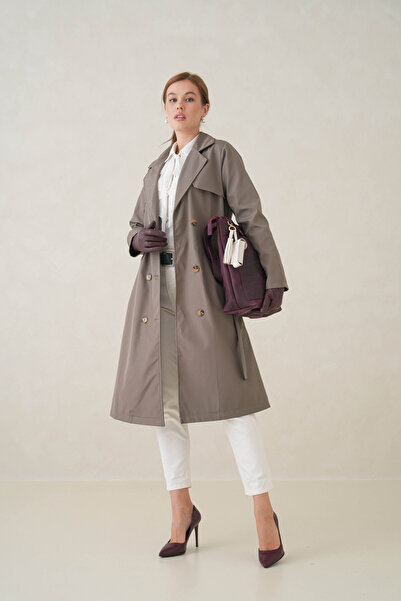 D1fference Strada Kruvaze Kemerli Trençkot – Sık Dokuma ve Rahat Kumaş Kadın Trençkot