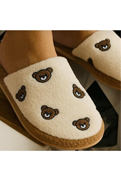Lion Fluffy Teddy Bear Shaped Slippers Women's Indoor Slippers Soundless Lightweight Soft Taban