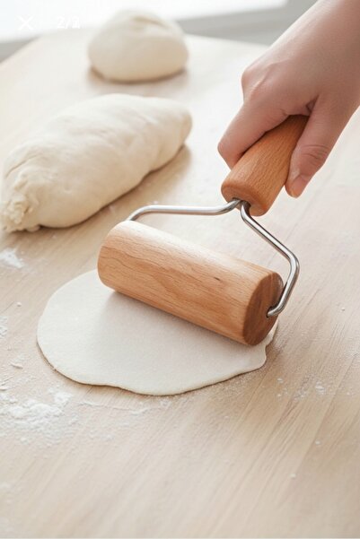 Emal Home Pizza, Mantı, Kurabiye İçin Ahşap Saplı El Merdanesi