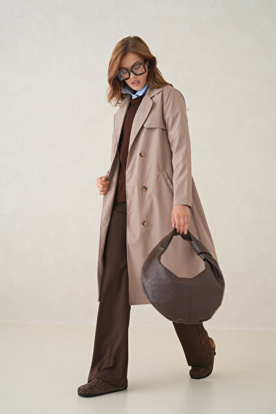 D1fference Strada Kruvaze Kemerli Trençkot – Sık Dokuma ve Rahat Kumaş Kadın Trençkot