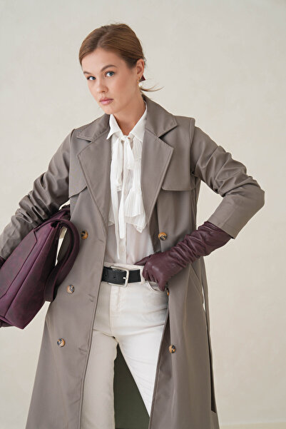 D1fference Strada Kruvaze Kemerli Trençkot – Sık Dokuma ve Rahat Kumaş Kadın Trençkot