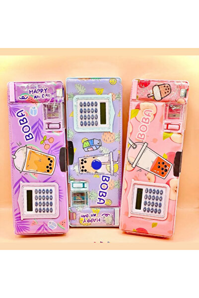 synshop Calculator Kawaii de lux cu 3 compartimente, ascuțitor de creion, suport pentru creion, cutie pentru creion, elev de școală