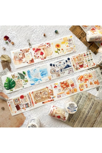 İthal L1-100cm journal script washi tape