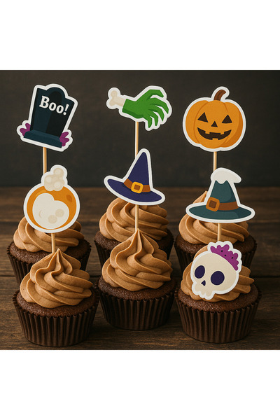 Partifabrik Halloween Themed Cupcake Toothpick Decoration 8 Pieces