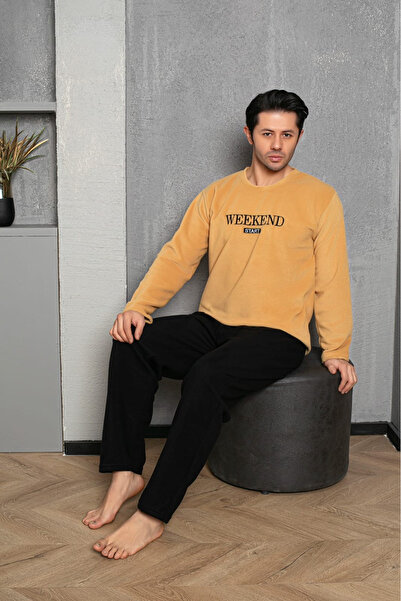 embody Men's cocolino polar pyjamas, fine, delicate and soft fabric, black/yellow