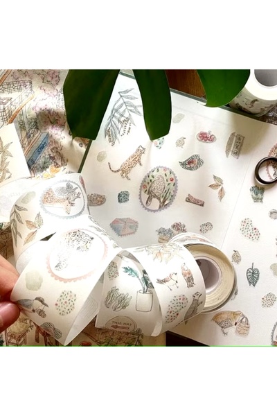 İthal K15-80cm Bandă washi cu animale și plante