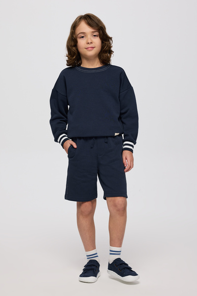 Panço Erkek Çocuk Beli Lastikli Yumuşak Dokulu Lacivert Şort