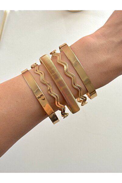 YOUES JEWELRY 316l Çelik Kalın Kelepçe Bileklik Kadın Bilezik Ayarlanabilir K...