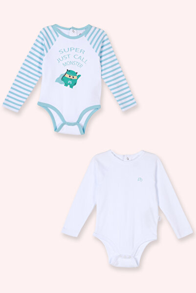 Panço Yenidoğan Baskılı Beyaz 2'li Body Seti