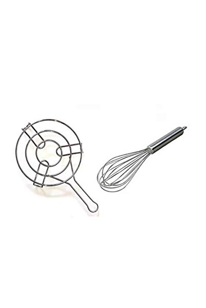 Hope Kitchen Mate Stainless Steel Papad Roster and Egg Beater Set of 2