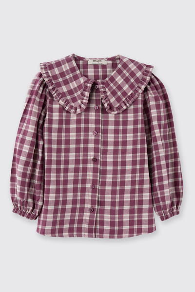 Panço Kız Çocuk Desenli Mürdüm Gömlek