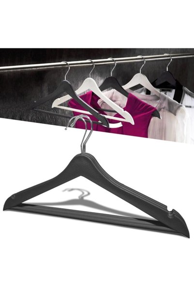 Vip Home Concept Market Ürünleri Wooden Look Clothes Hanger Black Clothes Hanger with Swivel Head 12 Pieces