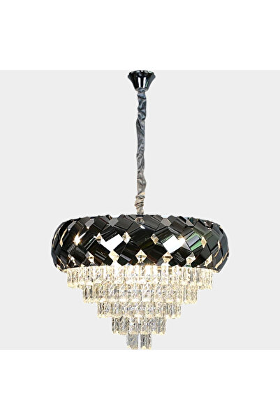 HAMER ثريا كريستال فاخرة نجف مودرن فضي مقاس 60 سم، تصميم أنيق