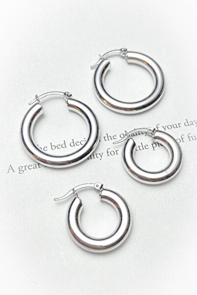 roshel 2 Çift Büyük Ve Küçük Boy Çelik Halka Küpe