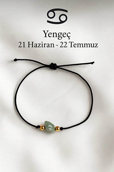 Femenino Yengeç Burcu Gerçek Doğal Aventurin Taşlı Şans Bilekliği - Özel Kutulu