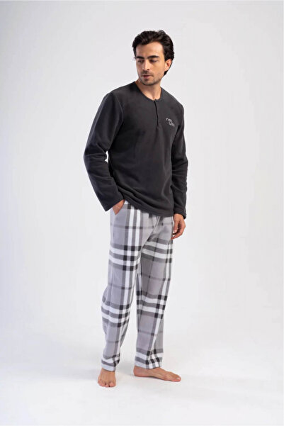 embody Men's quality, warm and fluffy cocolino men's pyjamas with pockets, grey
