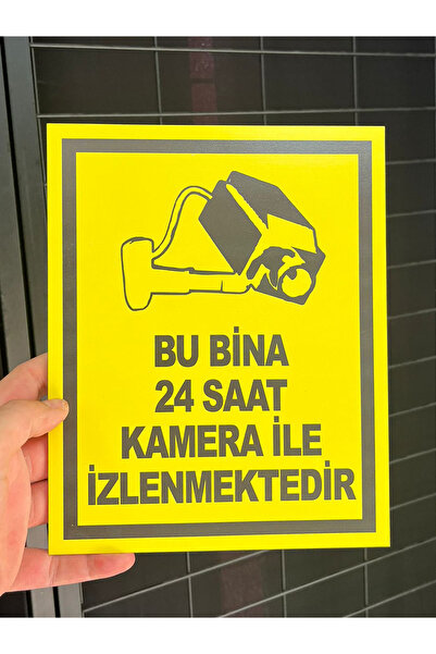 Neon Bu Bina 24 Saat Kamera İle İzlenmektedir Uyarı Levhası 20x30 cm - Dakota...