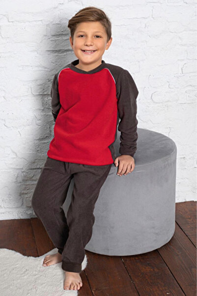 embody Boy's pyjamas, made of soft and warm soft polar fleece, burgundy
