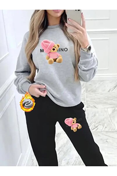 macklin Unisex Ανδρικό Γυναικείο Σετ Φόρμας με Ροζ Αρκούδα με στάμπα με λαιμό...