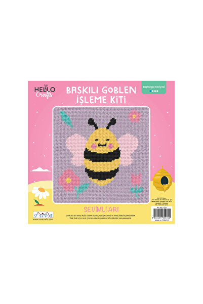 BALIM ÖRGÜ EVİ Goblen Çocuk Kiti Sevimli Arı Baskılı 20x20 cm