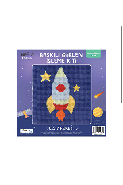BALIM ÖRGÜ EVİ Kit pentru copii Tapiserie Rachetă spațială 20x20 cm