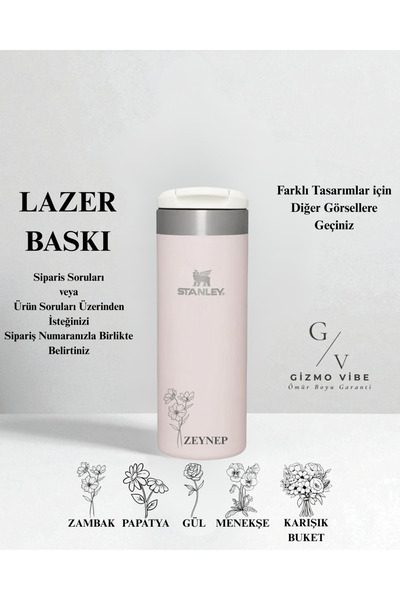 Stanley Kişiselleştirilmiş 0.47L The Aerolight Termos Rose Özel Tasarım ve İsimli