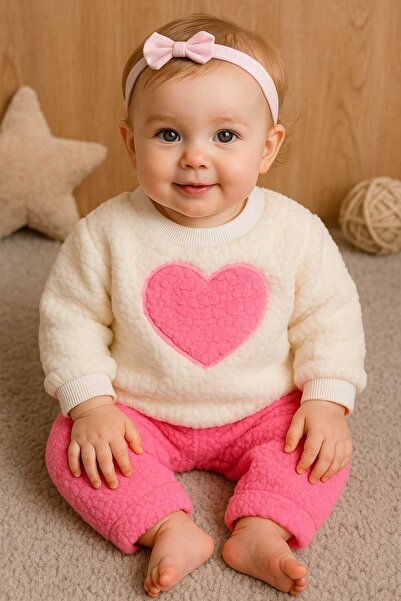 krm kerem bebe طقم أطفال ويلسوفت بنمط قلب