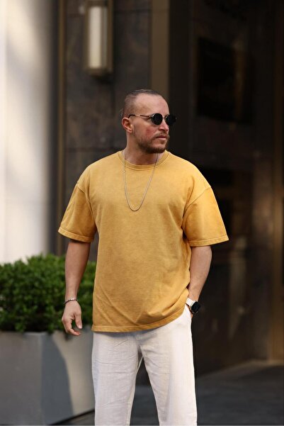 KağanKY Μπλουζάκι Oversize με χρώμα μουστάρδας