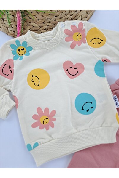 Butik Baby Girl Children's Combed Cotton Double Set Without Fleece Inside Without Fleece Inside Gift Set