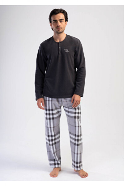 embody Men's quality, warm and fluffy cocolino men's pyjamas with pockets, grey