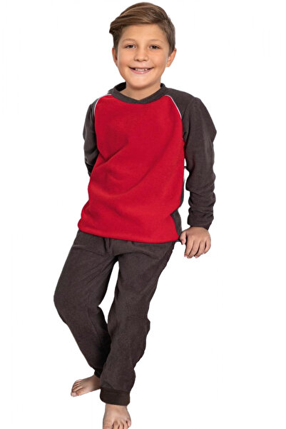 embody Boy's pyjamas, made of soft and warm soft polar fleece, burgundy
