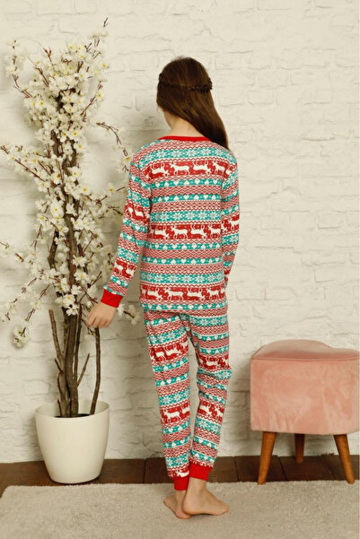 embody Girls' cotton pyjamas, Christmas motif, cosy red green 2022