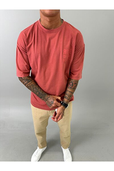 KağanKY Roșu Claret supradimensionat cu imprimeu tricou