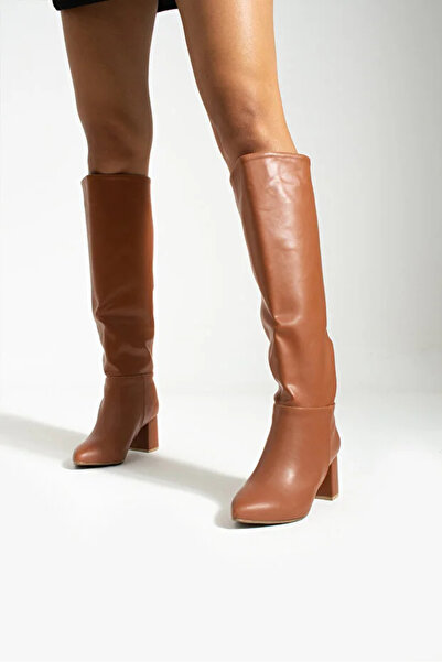 nuvora 45 cm Elegant Uzun Çizme Orta Kalın Topuk