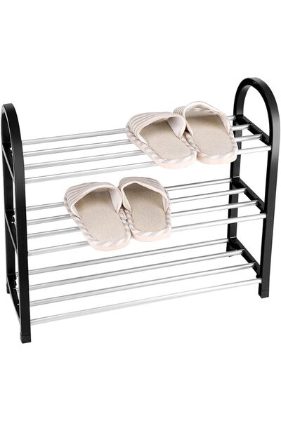 Twinkle Mart Metal & Plastic Aluminium Shoe Rack - Mini DIY 3-Level Shoe Stor...