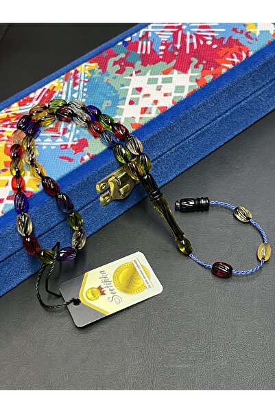 sitre İnce İşçilikli Bonibon Ateş Kehribar Tesbih