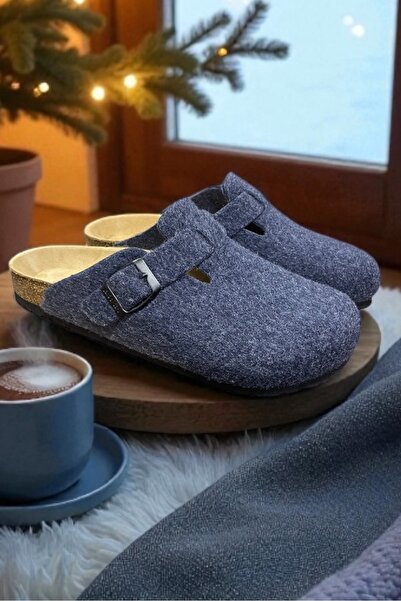 LAND OF CORK LC Antanik Unisex Doğal Mantar Taban Ark Destekli Keçe Yün Terlik