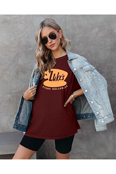 OEM Women's summer T-shirt, red with pattern S