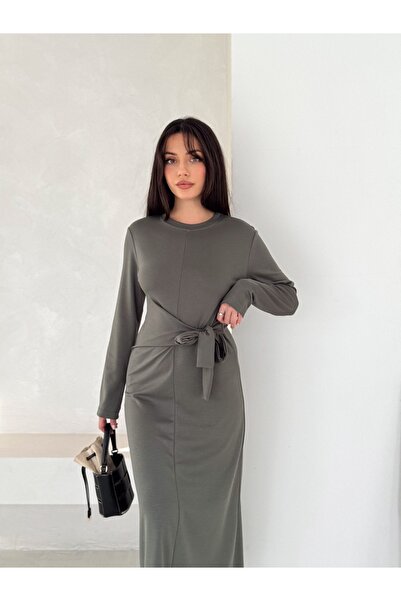Paraf style Long Sleeve Tie-Up Modal Fabric Dress