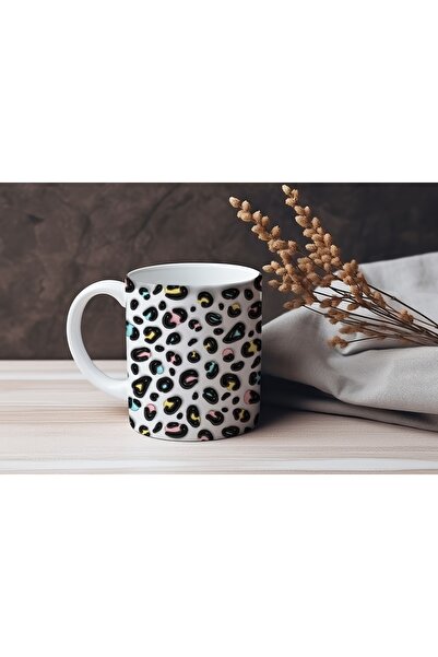 Beramussa 3D Effect Pastel Leopard Pattern Mug – Colorful and Black and White...