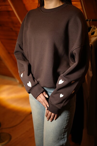 GAMZE ÖZKURT Kalp Nakışlı Sweatshirt