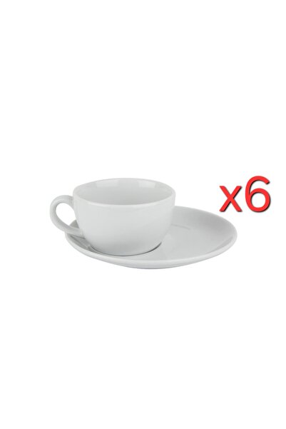 Porland Soley Beyaz Tabaklı Çay Fincanı 6'lı 250cc