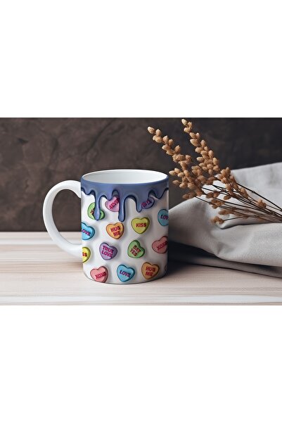 Beramussa 3D Look Blue Drop and Heart Message Mug Cup – Love Valentine's Day ...