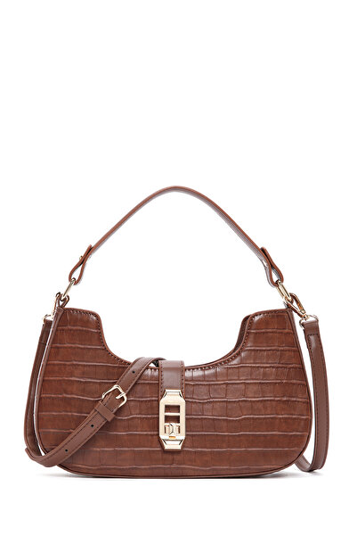 Derimod Women's Brown Long Strap Crocodile Handbag 25Wbd2624E3