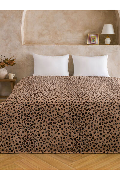 LC Waikiki Karışık Leopar Desenli Çift Kişilik Battaniye