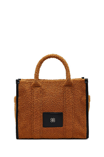 Derimod Women's Tan Long Strap Plush Shoulder Bag 25Wbd2485Ph